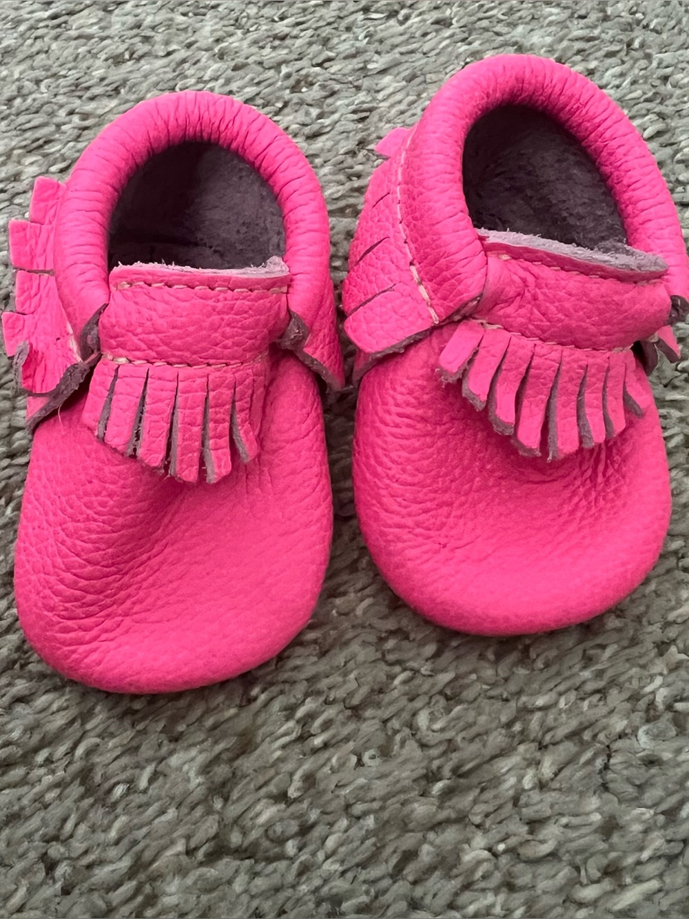 Freshly Picked Hot Pink Fringe Leather Moccasins Size 1